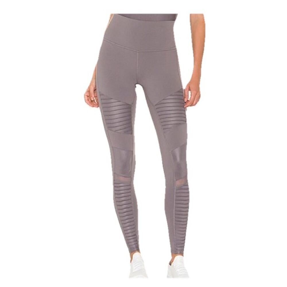 Alo Yoga Moto legging in dove gray high rise full length size XS